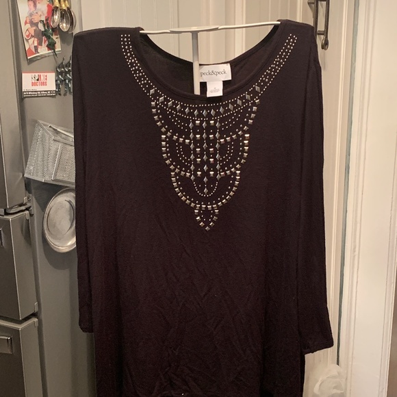 Peck&Peck rayon and spandex metal studded top/tunic. Worn 2x - Picture 1 of 5